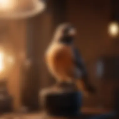 Bird Experiencing Comfort Under Heat Lamp A bird enjoying the warmth from a heat lamp