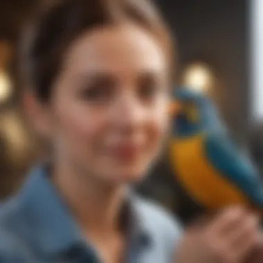 A joyful interaction between a bird and its owner, emphasizing a balanced bond.