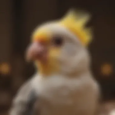 Cockatiel demonstrating comfort through beak grinding