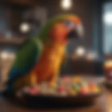 Essential Dietary Needs for Parrots An array of parrot food, showcasing various dietary options