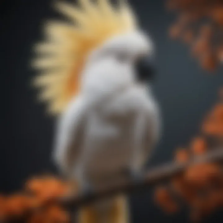 A vibrant umbrella cockatoo perched on a branch, showcasing its striking plumage.