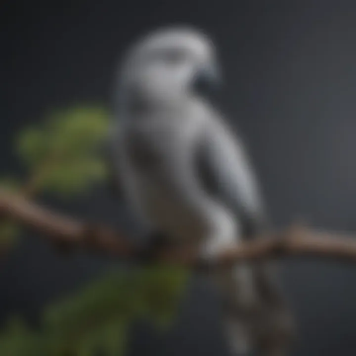 An elegant gray parrot perched on a branch