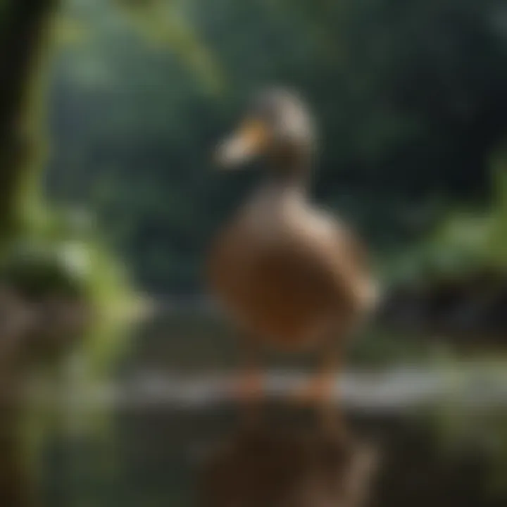 A serene outdoor habitat designed for pet ducks