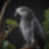 Close-up of an African Grey Parrot perched on a branch