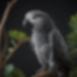 Close-up of an African Grey Parrot perched on a branch