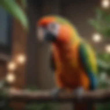 A vibrant parrot perched on a branch