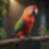 A vibrant parrot perched on a branch, showcasing its colorful plumage.