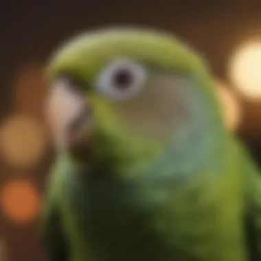 Warning Parakeet Posture A close-up of a parakeet displaying a warning posture, highlighting behavior cues.