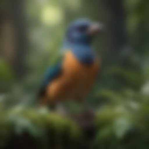 A healthy companion bird perched in a lush environment