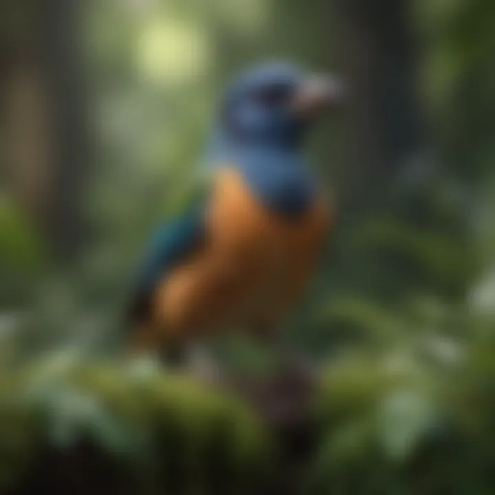 A healthy companion bird perched in a lush environment