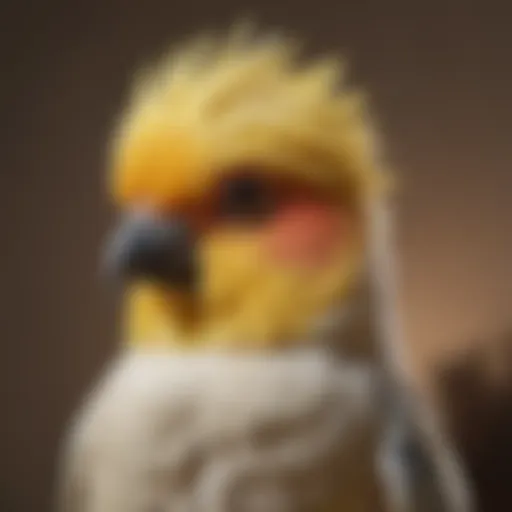 A vibrant cockatiel perched comfortably, showcasing its plumage.