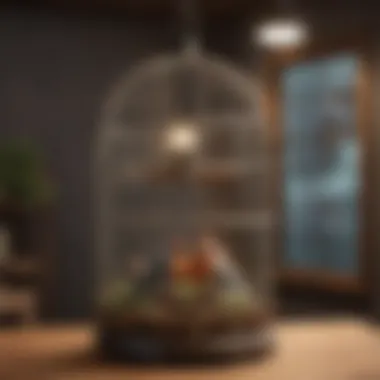 Ideal Birdcage Setup for Pet Birds A cozy birdcage set up illustrating a healthy living environment