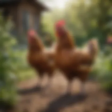 Chickens: The Heart of Rural Life A group of chickens roaming in a garden