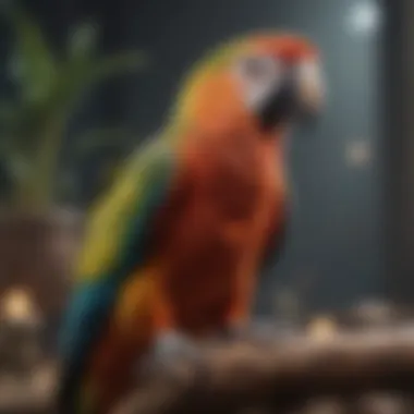 Parrot in a Stress-Free Setting Parrot perched in a calm environment