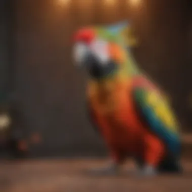 Vibrant Parrot Displaying Healthy Feathers Parrot with colorful plumage