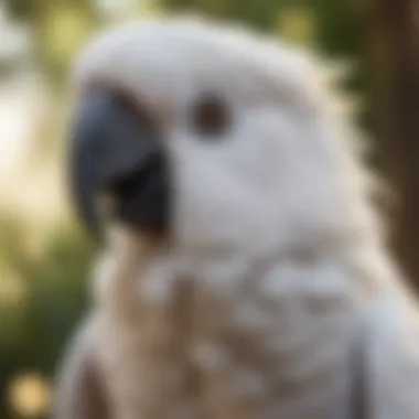 Close-up of a cockatoo displaying head bobbing while interacting