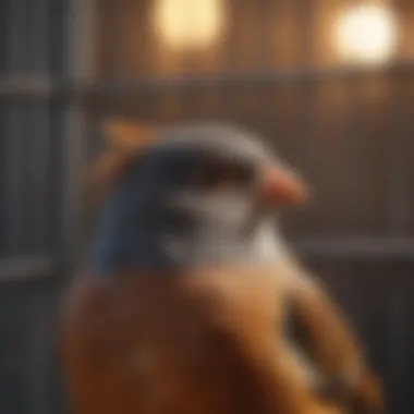 Close-up of a bird in a cage showing signs of stress