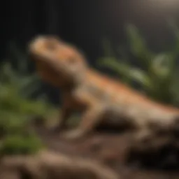 Juvenile bearded dragon in a vivarium