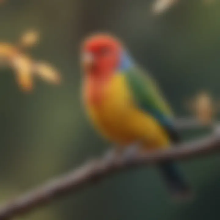 A colorful love bird perched on a branch