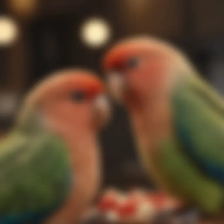 A detailed view of love birds' dietary options, highlighting their nutritional needs.