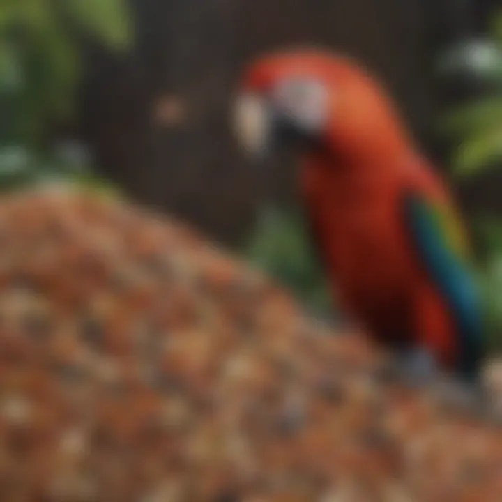 An array of seeds and pellets designed for macaw nutrition