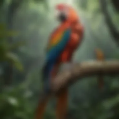Diversity Among Macaw Species An array of different macaw species in a lush environment, highlighting their diversity.