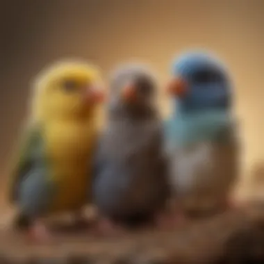 Diverse Species of Newborn Pet Birds A variety of bird species, highlighting their unique characteristics and colors, representing diversity among newborn pet birds.