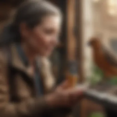 Building Bonds: Owner and Bird Interaction A bird owner engaging with their feathered friend