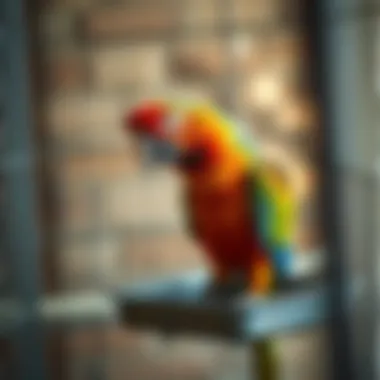 Bird owner cleaning and maintaining a parrot cage tray