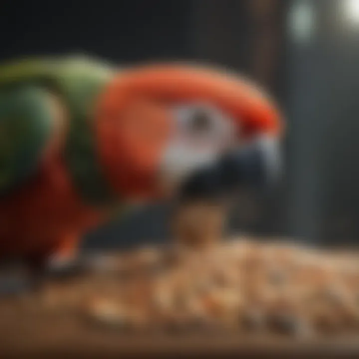 Close-up of parrot eating pellets