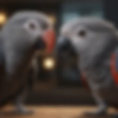 An African grey parrot demonstrating bluffing communication.