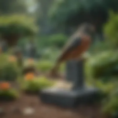 Elegant pet bird grave marker in a serene garden setting