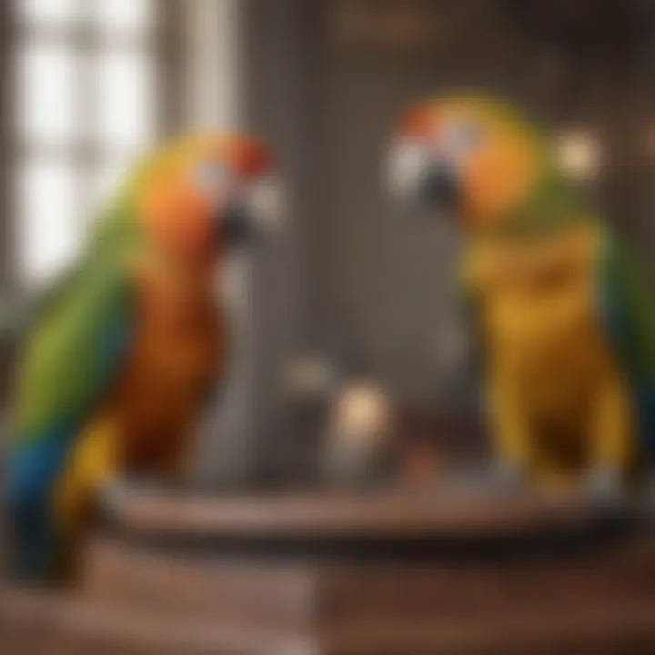 A vibrant parrot perched on a registration form