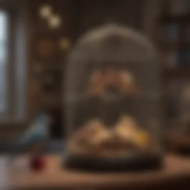Creating a Comfortable Habitat for Pet Birds A cozy birdcage filled with various toys and perches for birds