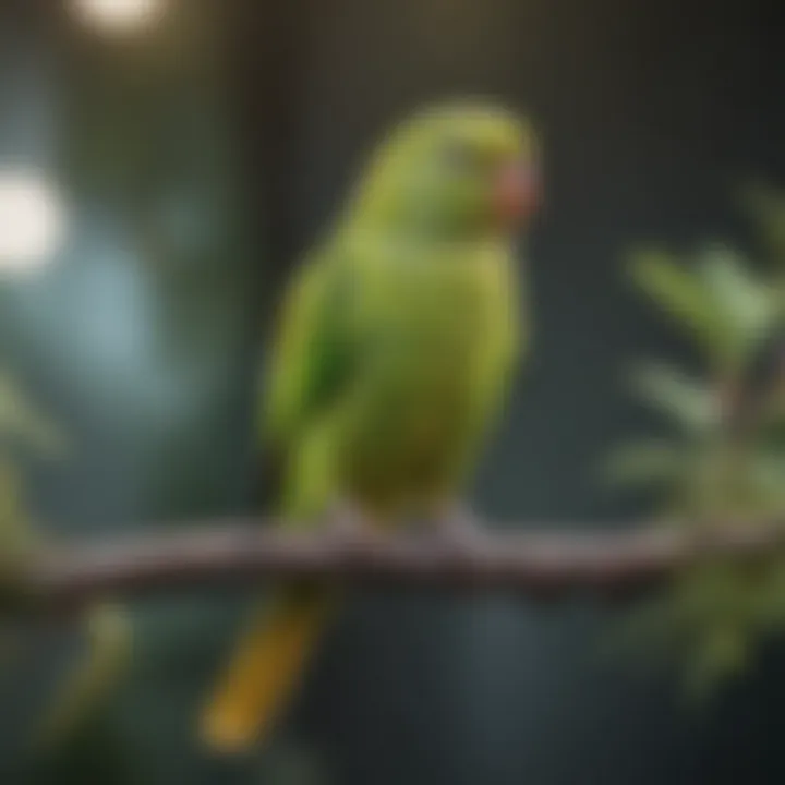 A vibrant native parakeet perched on a branch