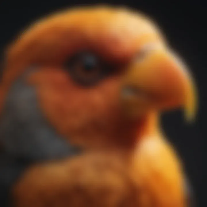 Close-up of an orange beak highlighting its unique features and textures.