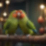 Colorful parakeets in a vibrant aviary