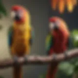 Colorful parrot perched on a branch, showcasing its vibrant feathers.