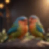 Colorful love birds perched together