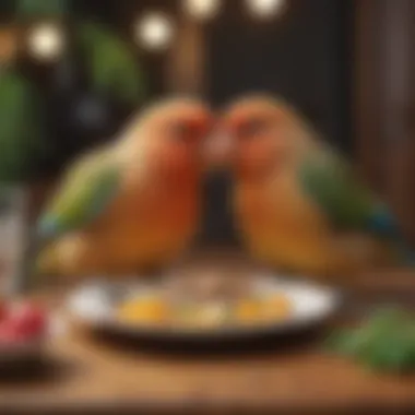 A love bird enjoying a nutritious meal