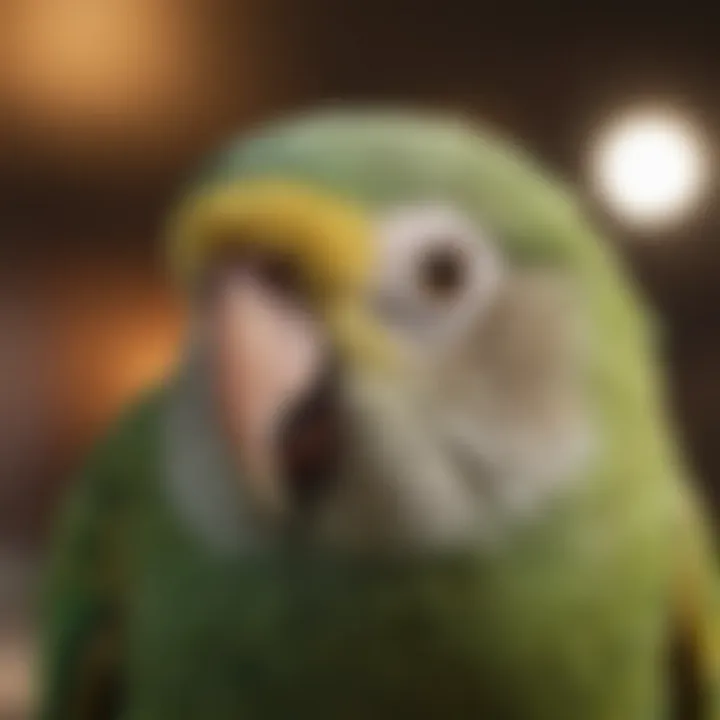 Close-up of a parakeet with signs of lethargy