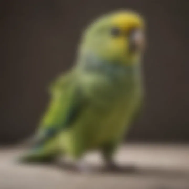 Parakeet showing signs of ruffled feathers and unusual posture