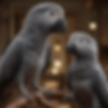 The Playful Nature of African Greys An African grey parrot interacting playfully with its caretaker