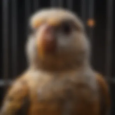 Stressed bird in a cage, depicting behavioral stressors