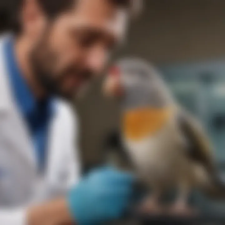 A veterinarian conducting a health check on a pet bird