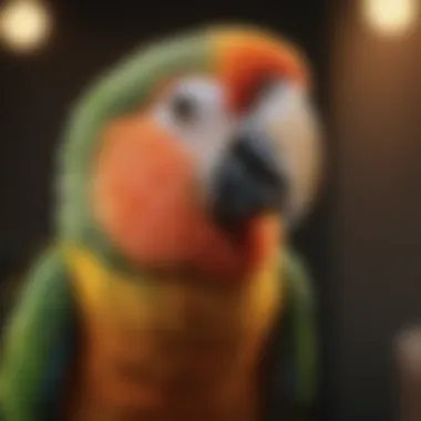 A vibrant parrot showcasing its vocal skills in a natural setting