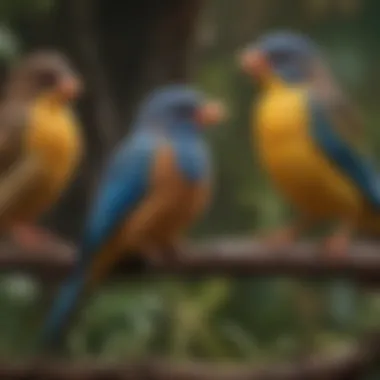 Understanding Avian Body Language An illustration of various bird species displaying different body language to communicate their feelings.