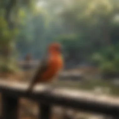 A thoughtful individual observing birds in a sanctuary