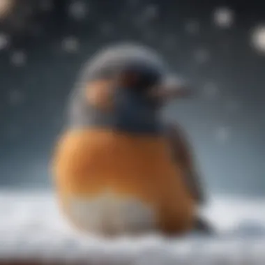 Close-up view of a bird enjoying a heated bath amidst snow.