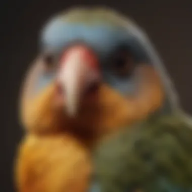 A close-up of a pet bird showing subtle signs of illness, emphasizing the need for vigilance.